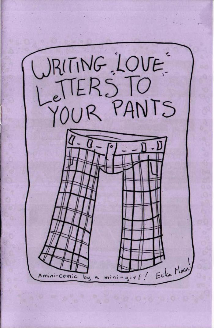 zine cover: lavender, drawing of plaid pants