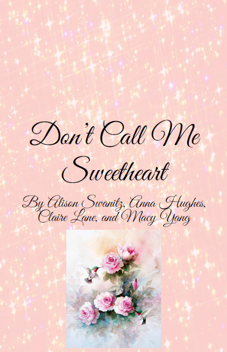 zine cover: sparkly pink background, title and authors' names in cursive, drawing of a bird and flowers