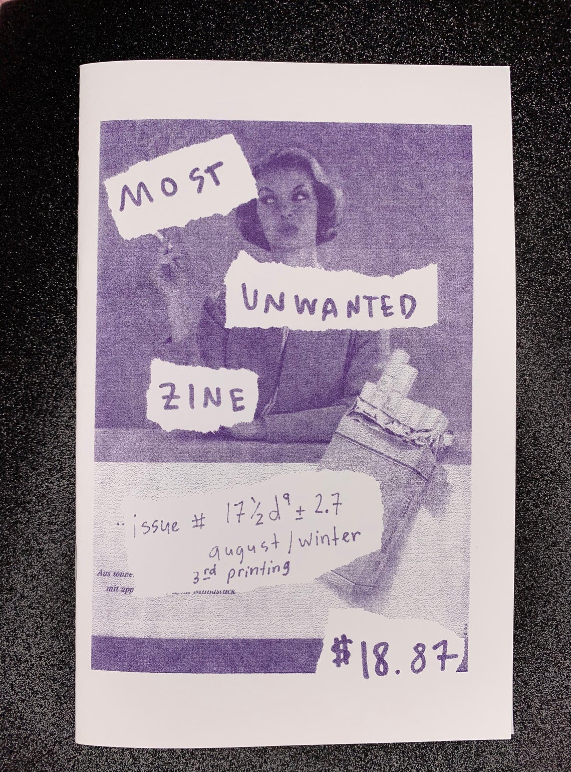 zine cover: vintage clip art of white feminine person smoking