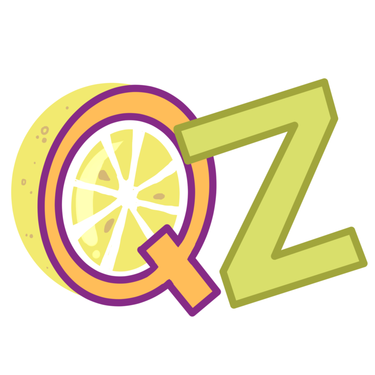 the logo consists of an orange Q with a yellow lemon behind it and a light green Z
