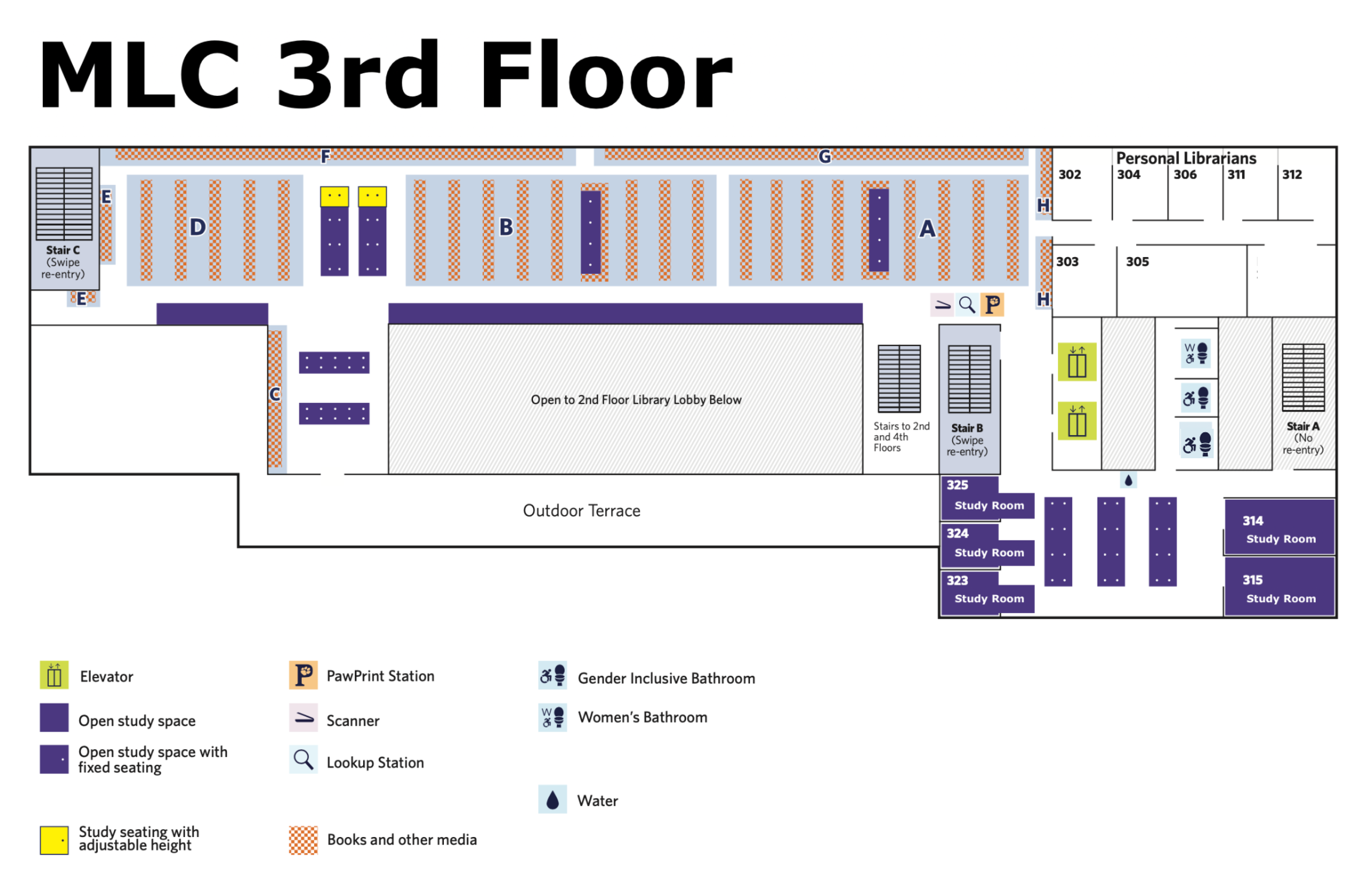 Map of floor 3, use text only guide for accessible version