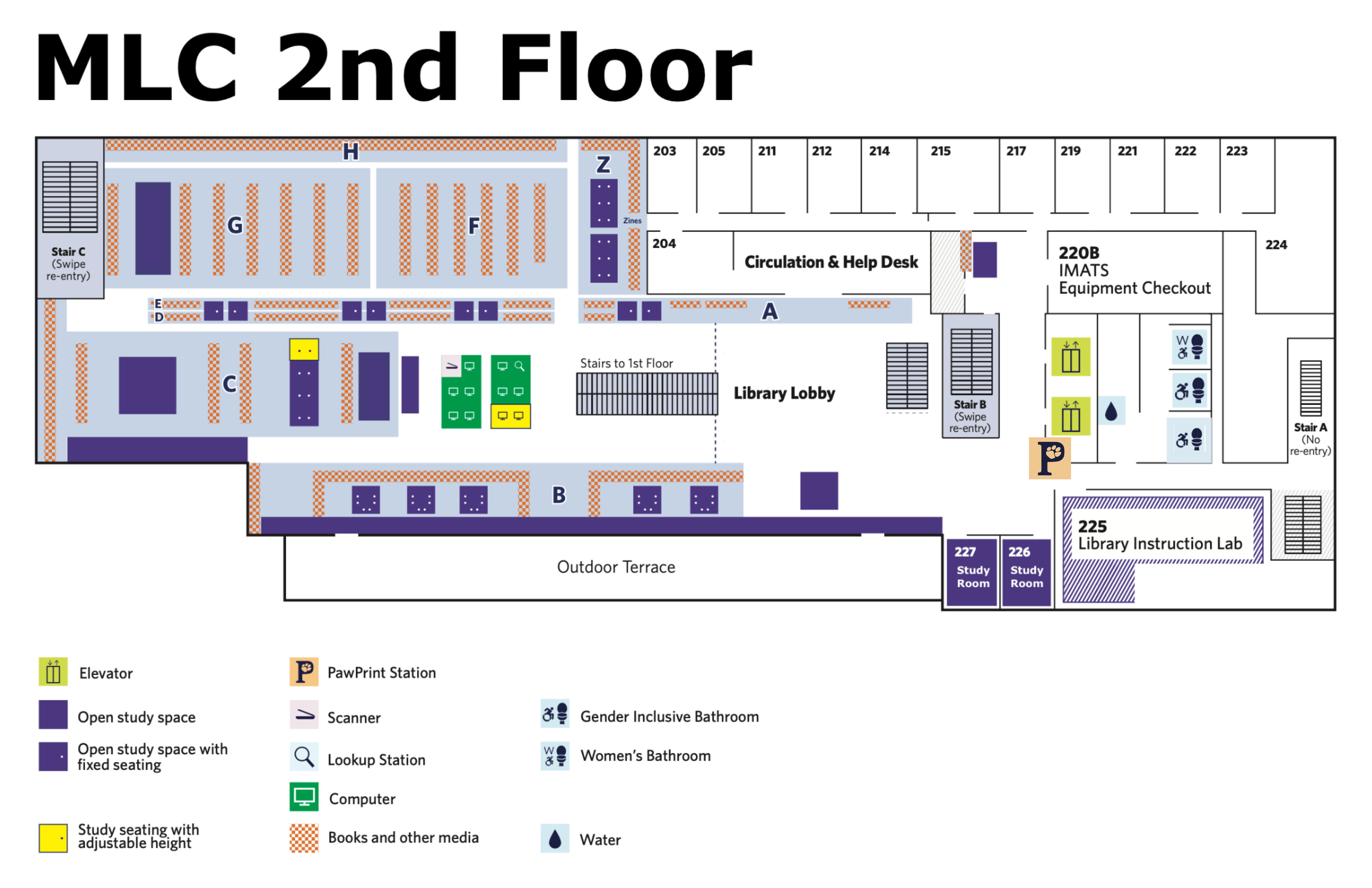 Map of floor 2, use text only guide for accessible version