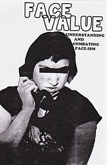 zine cover: photo of a person on the phone with a black line over their eyes
