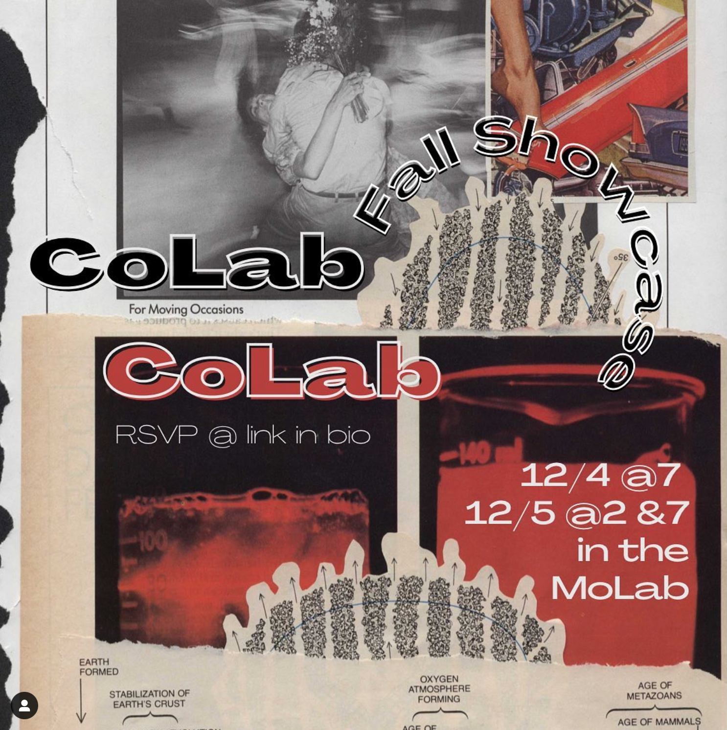 A collage graphic promoting CoLab's Fall 2021 Showcase