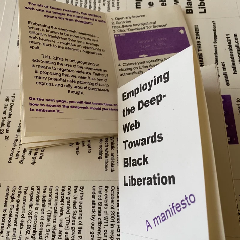 zine cover: Employing the Deep Web Towards Black Liberation: A Manifesto [all text]