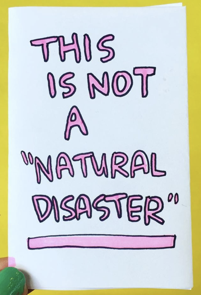 This Is Not a Natural Disaster title in pink all caps