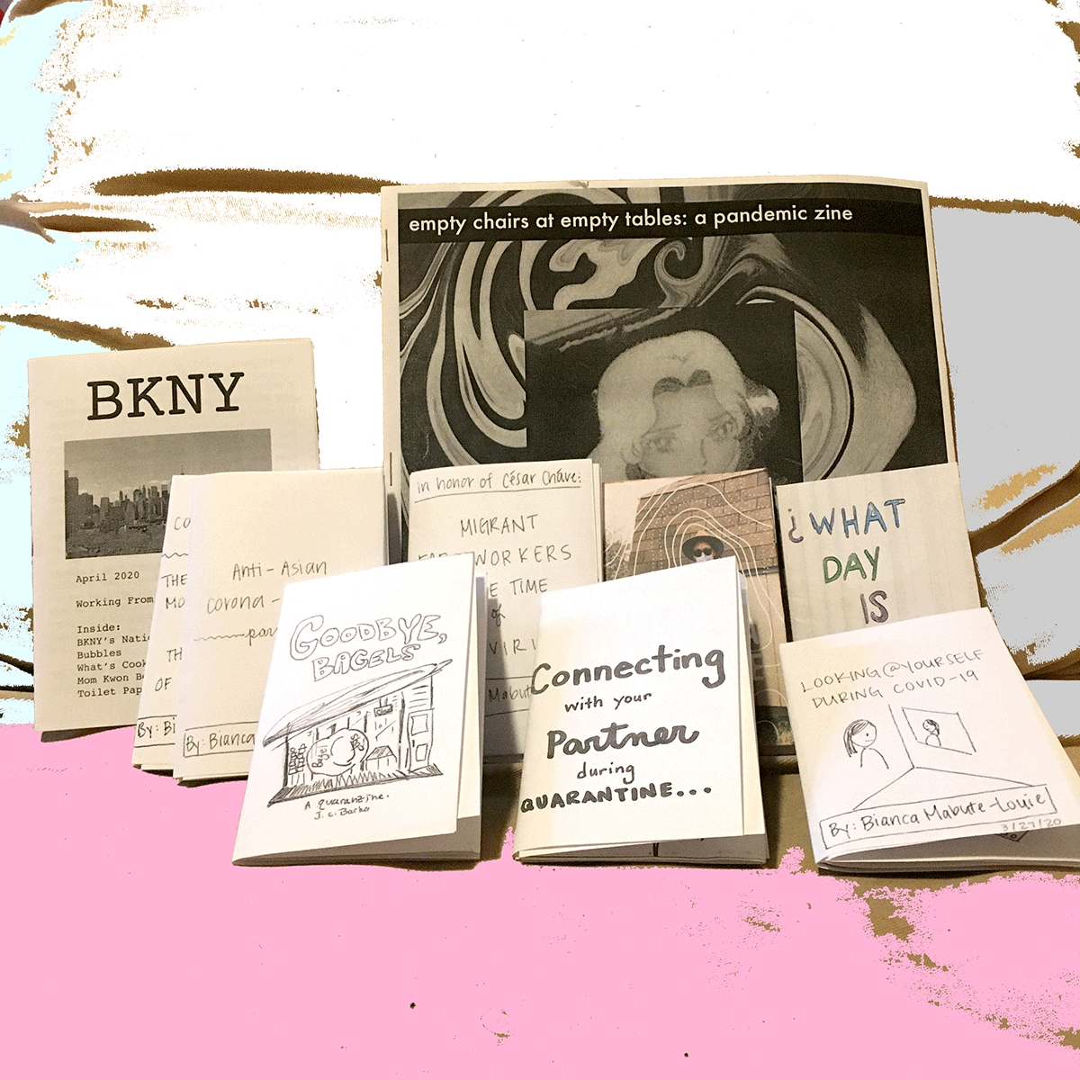 photo of zines added to the zine library on May 6, 2020