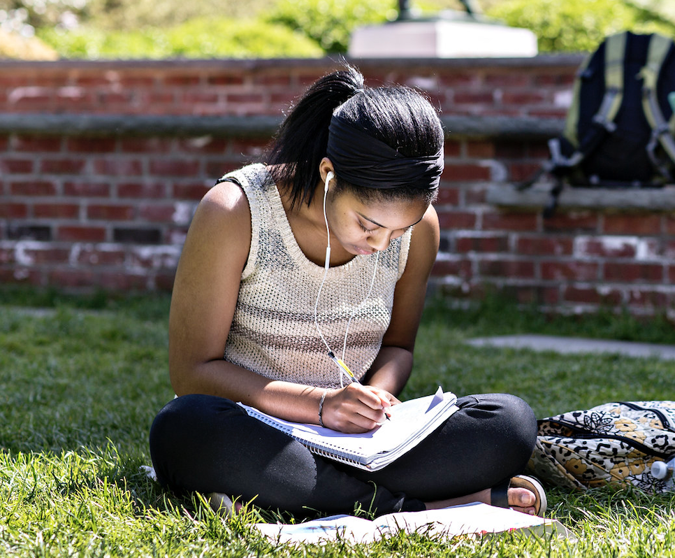 Girl listening with earphones