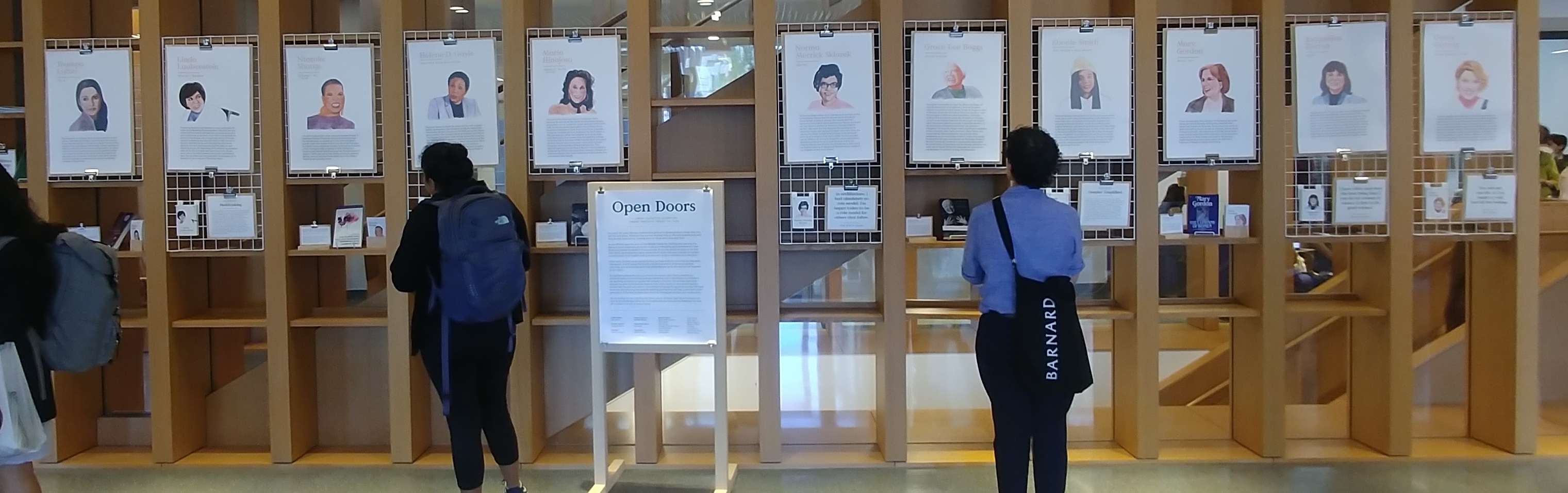 exhibit highlighting 10 alums in Barnard library