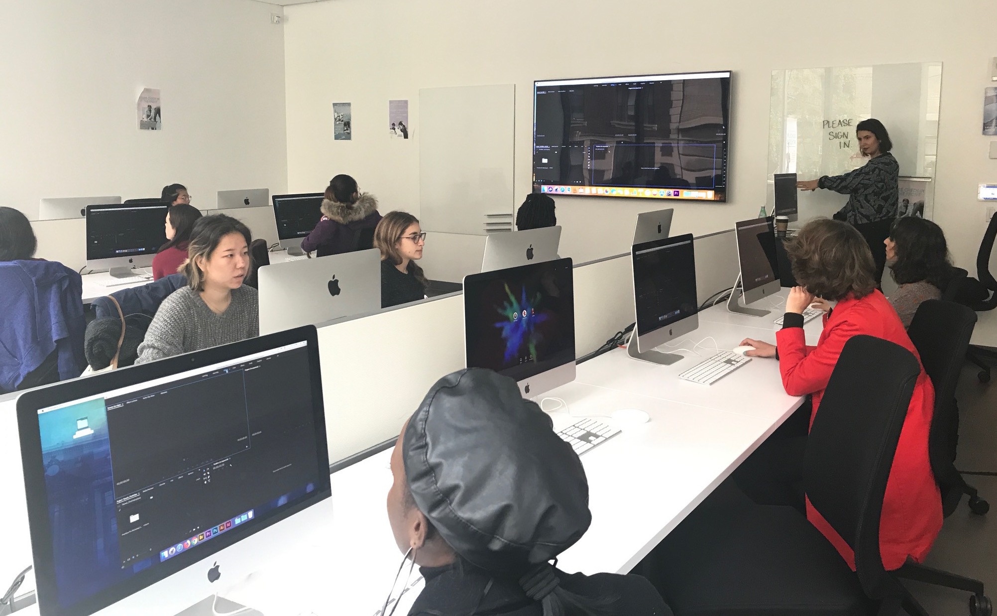 Students using computer lab during workshop