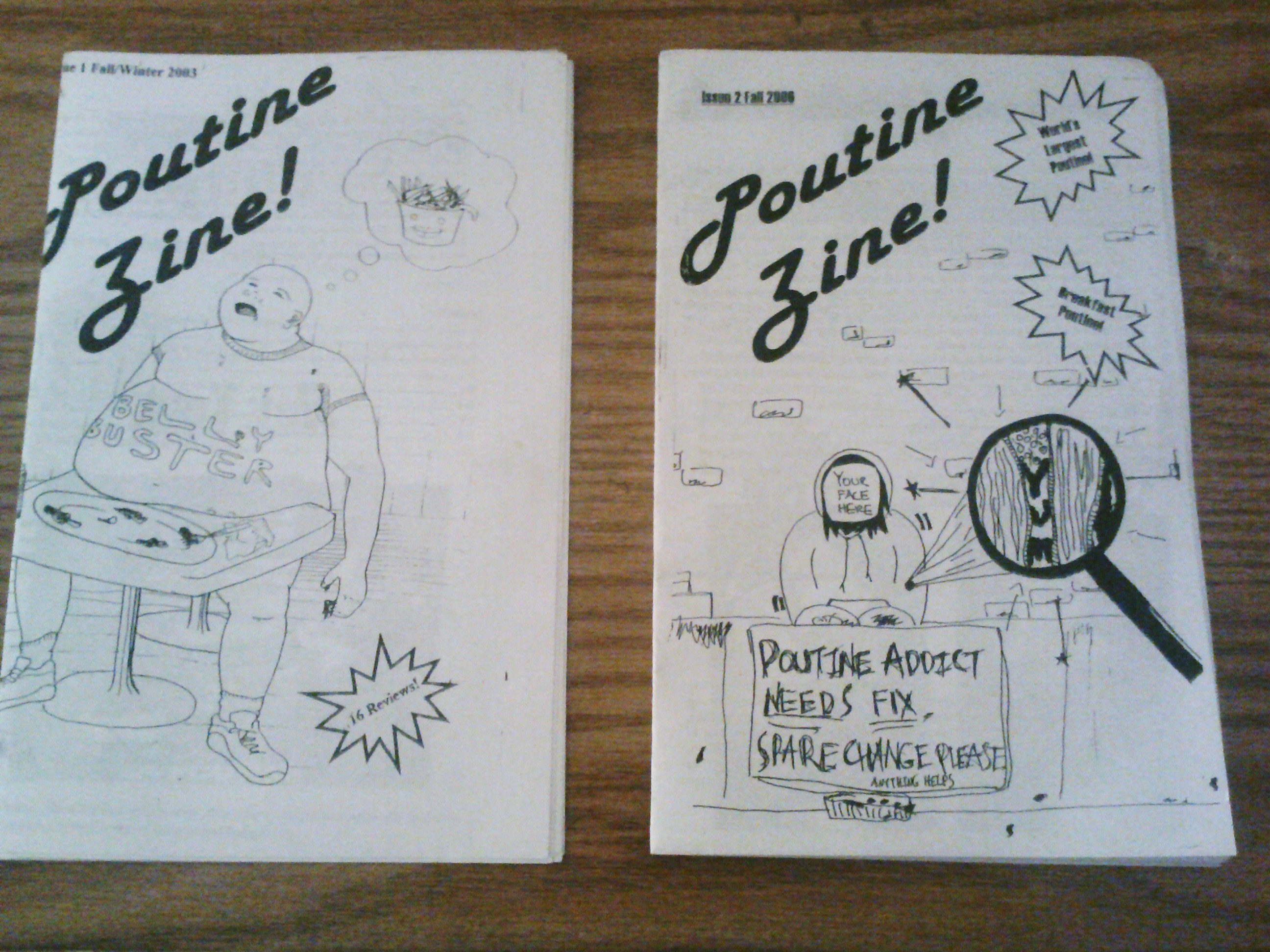 photo of Poutine zine, issues 1 & 2
